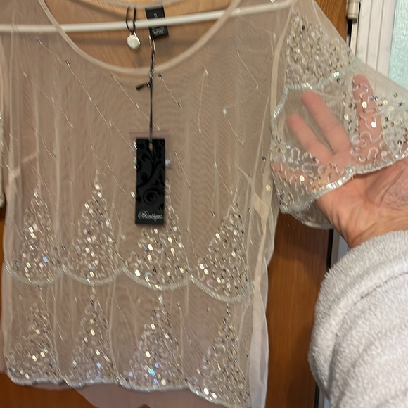 Sequined, elegant, special occasion, see through top. NWT - Picture 2 of 6
